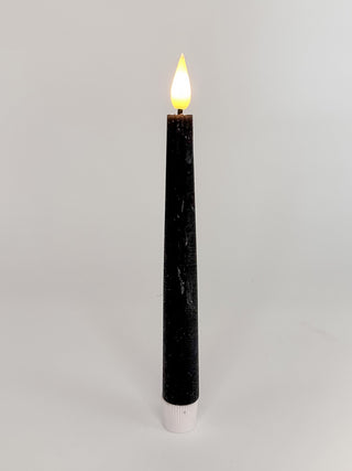 Black pillar LED flameless candle with glowing flame top and white base