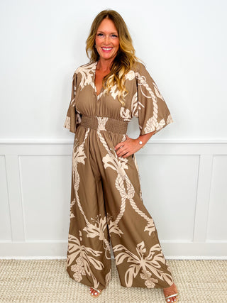 Roped Up Lightweight Short Sleeve Mocha Avery Mae Jumpsuit