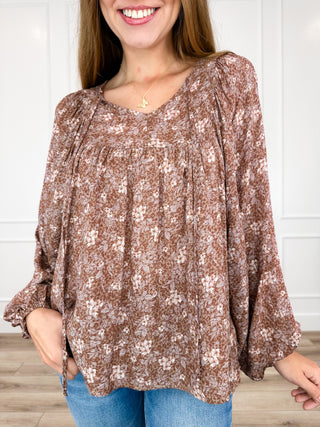 Feeling Fully Myself Rayon Long Sleeve Brown Avery Mae Top