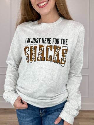 Light grey long-sleeve cotton-blend graphic T-shirt with front text 'MAGIC' banner