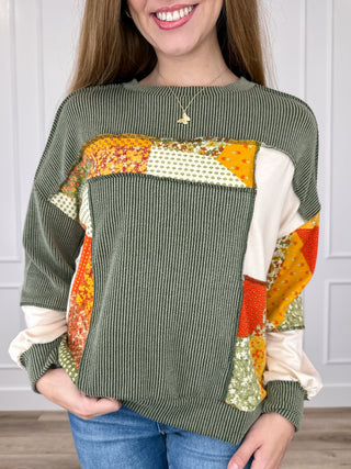 We Only Need Each Other Ribbed Long Sleeve Green Avery Mae Top