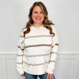 Got to be More Long Sleeve White Avery Mae Sweater Top