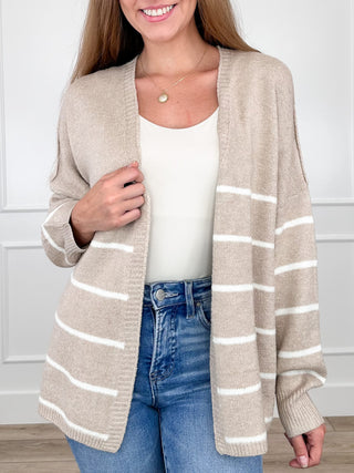 Saw This Coming Knit Long Sleeve Oatmeal Avery Mae Cardigan
