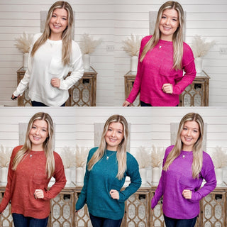 Zenana Pretty Baby Knit Long Sleeve Sweater Top - 5 colors!