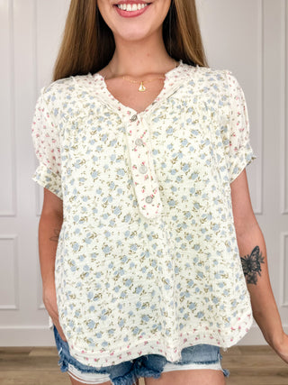 You're My Favorite Notification Cotton Short Sleeve Ivory Avery Top