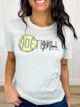 Ball Mom Cotton Blend Short Sleeve Grey Avery Mae Graphic Tee Shirt - Multiple Options (Bella+Canvas)