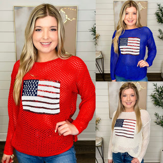 Shining Flag Knit Long Sleeve Avery Mae Sweater Top - 3 colors!