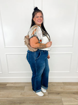 Risen Jolie Tummy Control Wide Leg Jeans - Dark Wash (Non-Distressed)