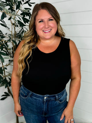 Kori Can't Let This Go Rayon Blend Black Bodysuit Top