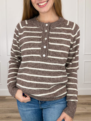 I'll Be Strong Knit Long Sleeve Brown Avery Mae Sweater Top