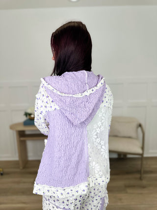 POL A Bright Side Long Sleeve Cream Hooded Shacket