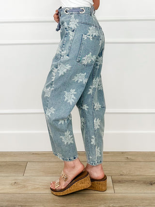 Vintage Vines High-Rise Cotton Medium Wash Avery Mae Barrel Jeans