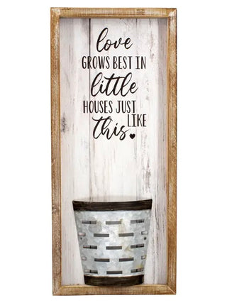 Love Grows Best Wood Hanging Sign