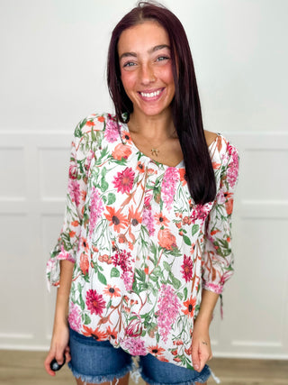 Wishful Thinking Lightweight 3/4 Sleeve White Avery Mae Top