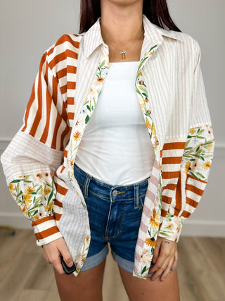Sew In Love Brighten Your Day Rayon Blend Long Sleeve Cream Button Up Top