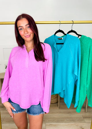 Zenana Chasing Memories Heathered Knit Long Sleeve Top - 3 colors!