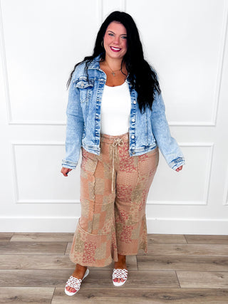 Easel Next to Me High-Rise Cotton Wide Leg Tan Bottoms