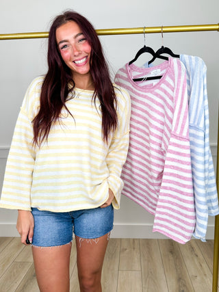 Let Me Adore You Knit Long Sleeve Striped Avery Mae Sweater Top - 3 colors!