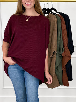 Dear Scarlett How Does This End Ribbed Short Sleeve Top - Multiple Colors