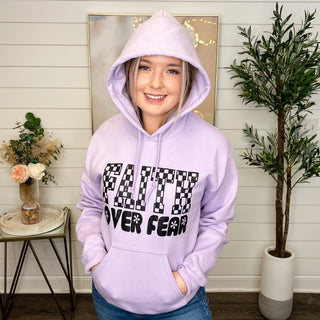 Bring Faith Over Fear Cotton Blend Long Sleeve Avery Mae Hooded Sweatshirt - 4 colors!