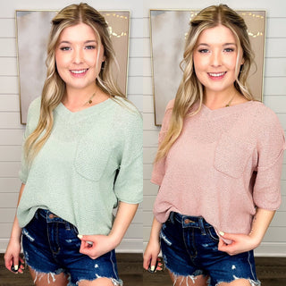 Doe & Rae Streaming Right Knit Short Sleeve Sweater Top - 2 colors!