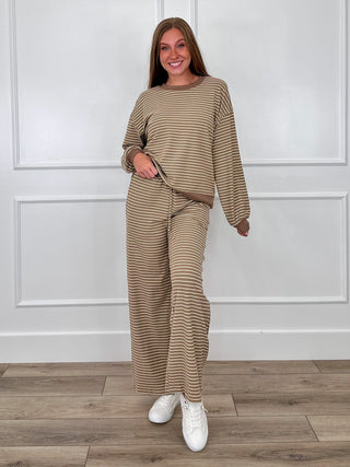 The Life of a Writer High-Rise Wide Leg Tan Avery Mae Lounge Set