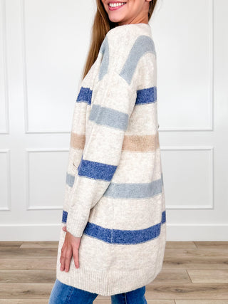 Just Being Neighborly Knit Long Sleeve Oatmeal Avery Mae Cardigan