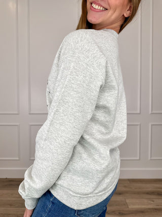 WWDD Cotton Blend Long Sleeve Grey Avery Mae Graphic Crewneck Sweatshirt (Gildan)
