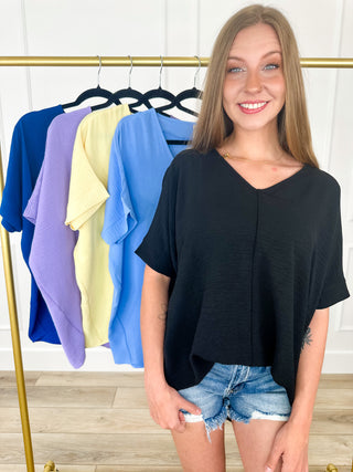DOORBUSTER!! Zenana Outside Looking in Lightweight Short Sleeve Top - Multiple Colors