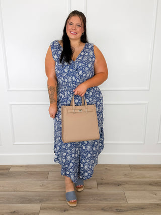 Somewhere in Between Rayon Blue Avery Mae Jumpsuit