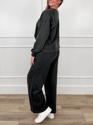 Zenana Basic Feeling Leisurely High-Rise Cotton Black Set