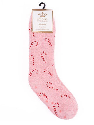 Peppermint Snuggles Pink Slipper Socks