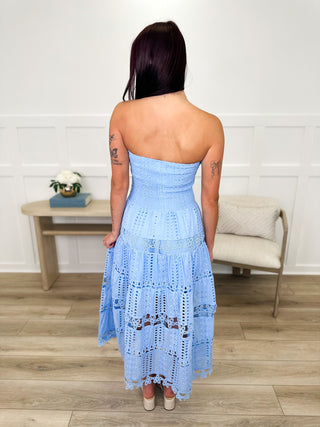 A Long Path Cotton Strapless Blue Avery Mae Dress
