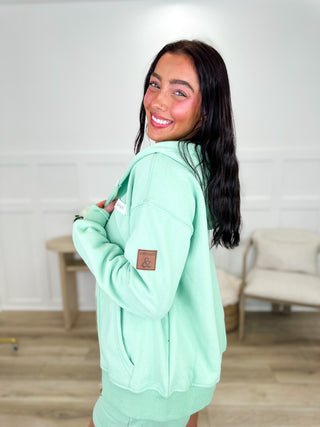 All in My Head Cotton Blend Long Sleeve Green Avery Mae Full Zip Hoodie Sweatshirt