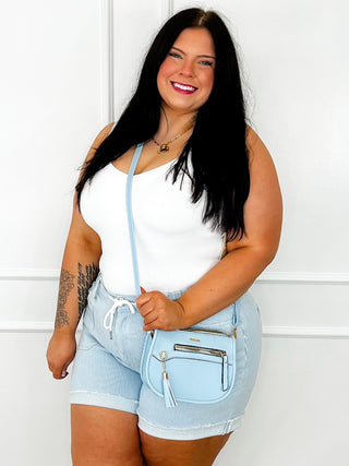 White cropped tank with padded neckline and thick straps