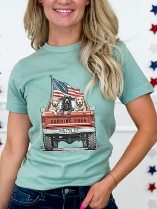 The Liberty Labradors Cotton Short Sleeve Green Avery Mae Graphic Tee Shirt (Tultex)