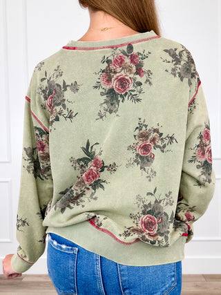 Easel Make Me Understand Cotton Blend Long Sleeve Green Top