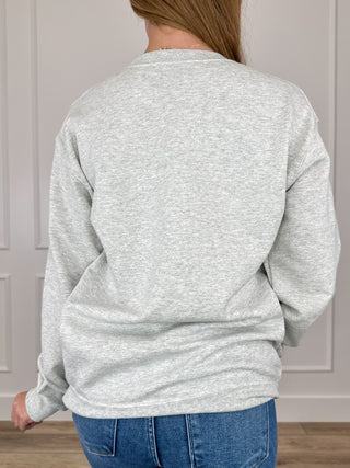 WWDD Cotton Blend Long Sleeve Grey Avery Mae Graphic Crewneck Sweatshirt (Gildan)