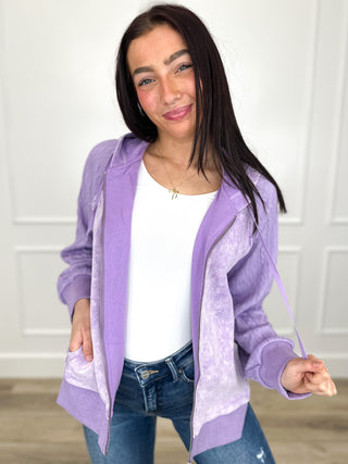 Come This Way Cotton Long Sleeve Purple Avery Mae Zip Up Sweatshirt