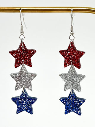 Star Spangled Silver Drop Earrings