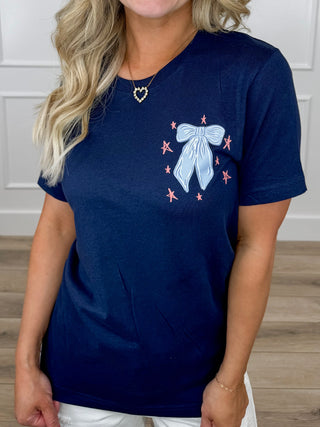 American Honey Cotton Short Sleeve Navy Avery Mae Graphic Tee Shirt (Bella+Canvas)