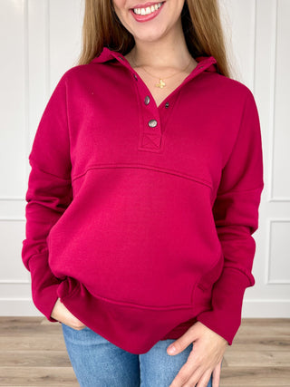 Zenana I Can Make It Cotton Blend Long Sleeve Hooded Sweatshirt - Multiple Colors