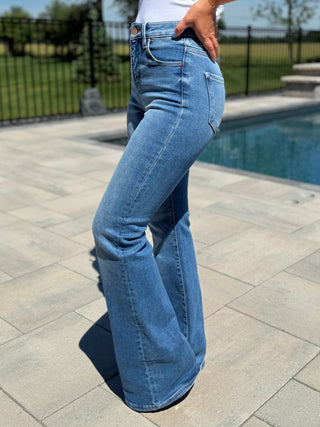 Risen Mira Tummy Control Flare Jeans - Medium Wash (Non-Distressed)