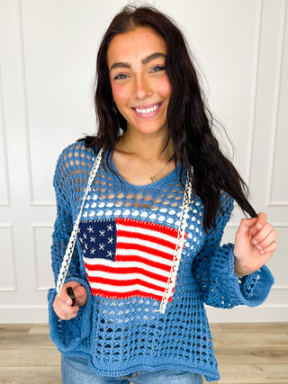 POL Riding in Freedom Cotton Blend Long Sleeve Hooded Sweater Top - Multiple Colors