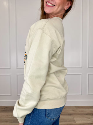 Phantom Wrangler Cotton Blend Long Sleeve Sand Avery Mae Graphic Crewneck Sweatshirt (Gildan)