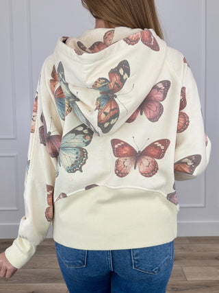 Summer Haze Cotton Blend Long Sleeve Cream Avery Mae Mom Cropped Half Zip Hooded Pullover Sweatshirt