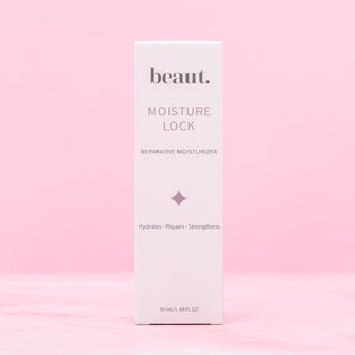 beaut. Moisture Lock reparative moisturizer box, vertical front panel