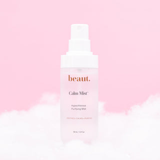 beaut. Calm Mist spray bottle with white pump cap, 100 ml