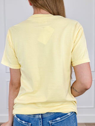 Yellow cotton short-sleeve T-shirt, back view