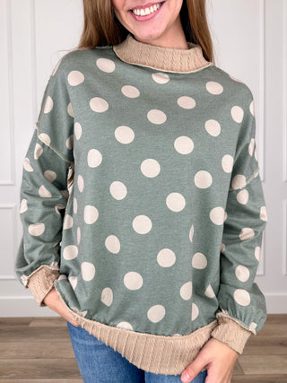 I Want Your Extra Time Knit Long Sleeve Green Avery Mae Mock Neck Top